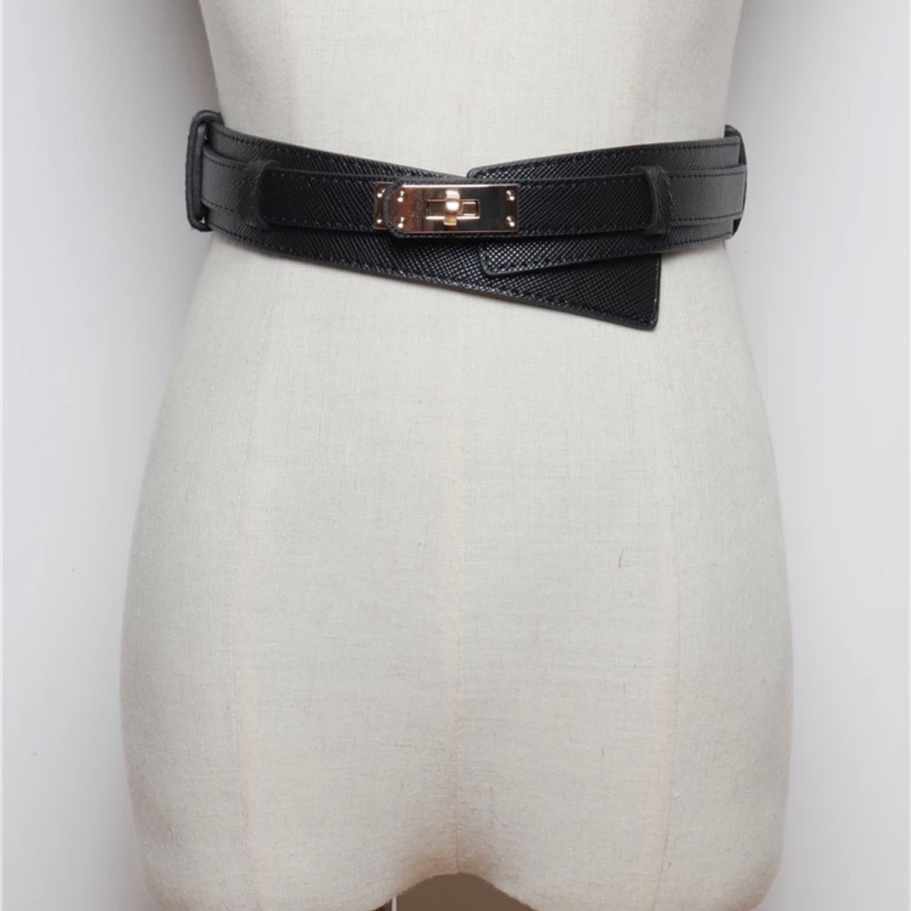 Black adjustable belt Hermes style